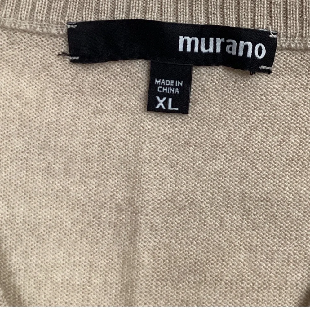 Murano Mens V Neck Sweater Vest Tan Beige 100% Merino‎ Wool XL